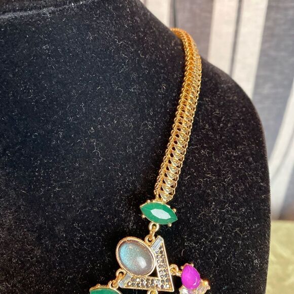 #406 MULTI Stone Pendant Necklace - Picture 3 of 6